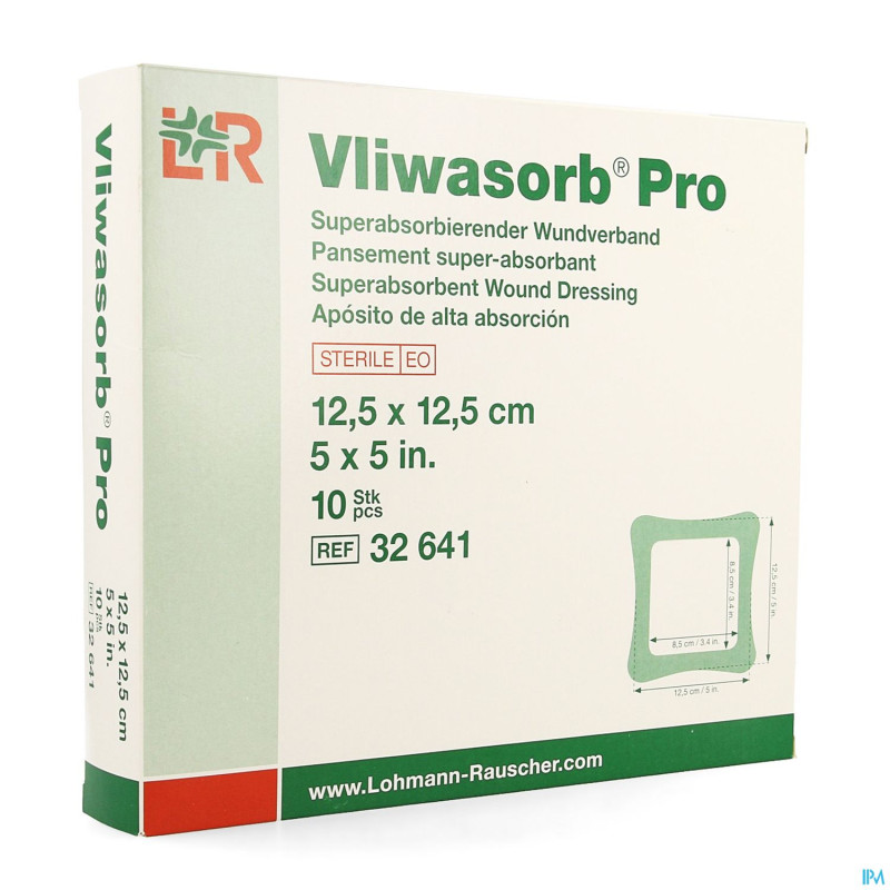 Vliwasorb pro pansement   12,5x12,5cm 10 32641
