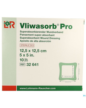 Vliwasorb pro pansement   12,5x12,5cm 10 32641