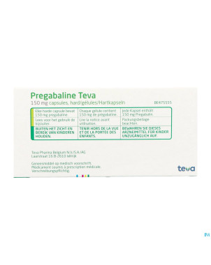 Pregabaline teva 150mg caps dur  56 x 150mg