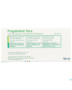Pregabaline teva 150mg caps dur  56 x 150mg