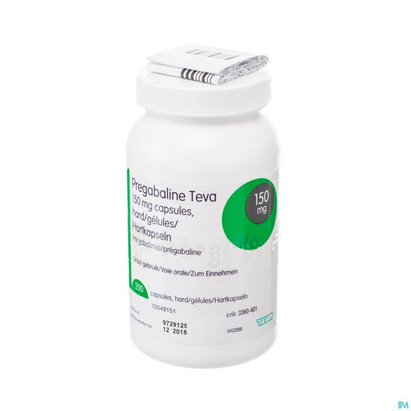 Pregabaline teva 150mg caps dur 200 x 150mg