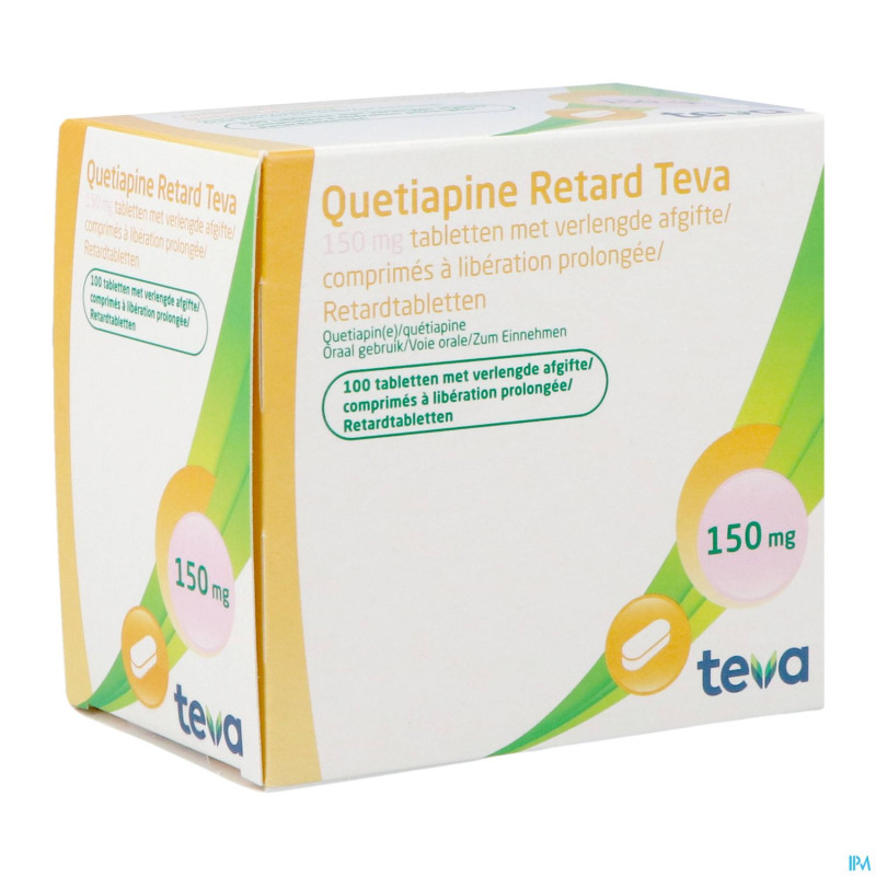 Quetiapine retard teva 150mg liber.prol. comp 100