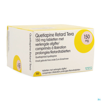 Quetiapine retard teva 150mg liber.prol. comp 100