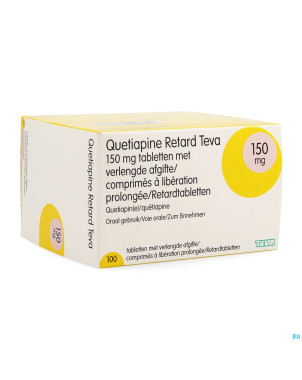 Quetiapine retard teva 150mg liber.prol. comp 100
