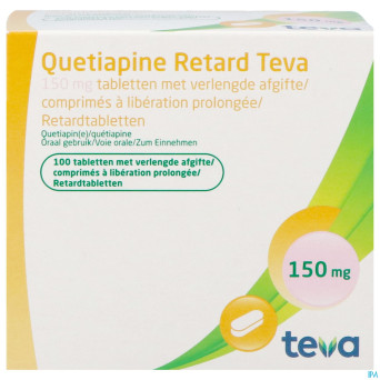 Quetiapine retard teva 150mg liber.prol. comp 100