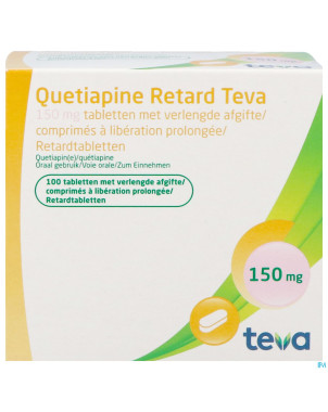 Quetiapine retard teva 150mg liber.prol. comp 100