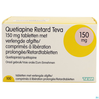 Quetiapine retard teva 150mg liber.prol. comp 100