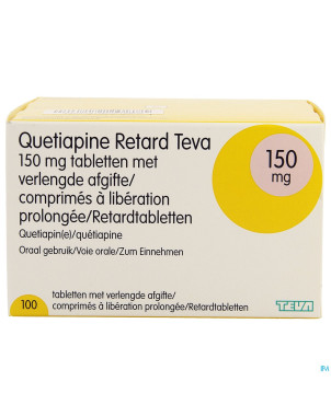 Quetiapine retard teva 150mg liber.prol. comp 100