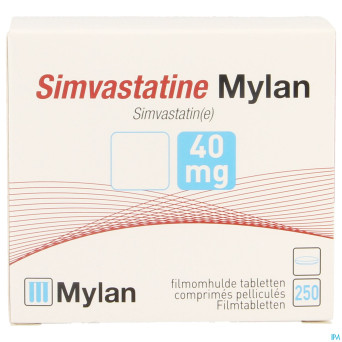 Simvastatine mylan 40 mg comp pell fl 250 fl pp
