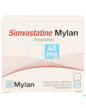 Simvastatine mylan 40 mg comp pell fl 250 fl pp