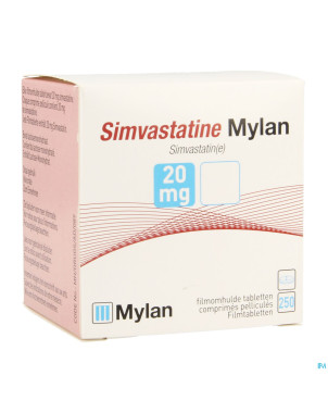 Simvastatine mylan 20 mg comp pell    fl 250x20mg