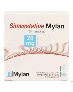 Simvastatine mylan 20 mg comp pell    fl 250x20mg
