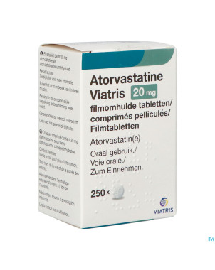Atorvastatine viatris 20mg comp pell fl 250 idd