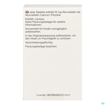 Atorvastatine viatris 20mg comp pell fl 250 idd