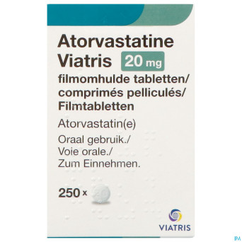 Atorvastatine viatris 20mg comp pell fl 250 idd