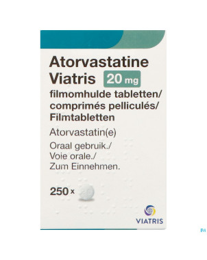 Atorvastatine viatris 20mg comp pell fl 250 idd