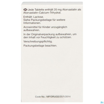 Atorvastatine viatris 20mg comp pell fl 250 idd