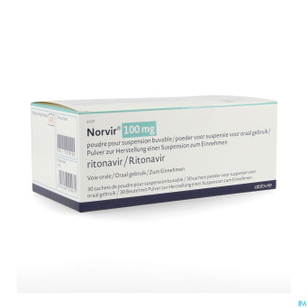 Norvir 100 mg pdr pour susp buvable sach 30