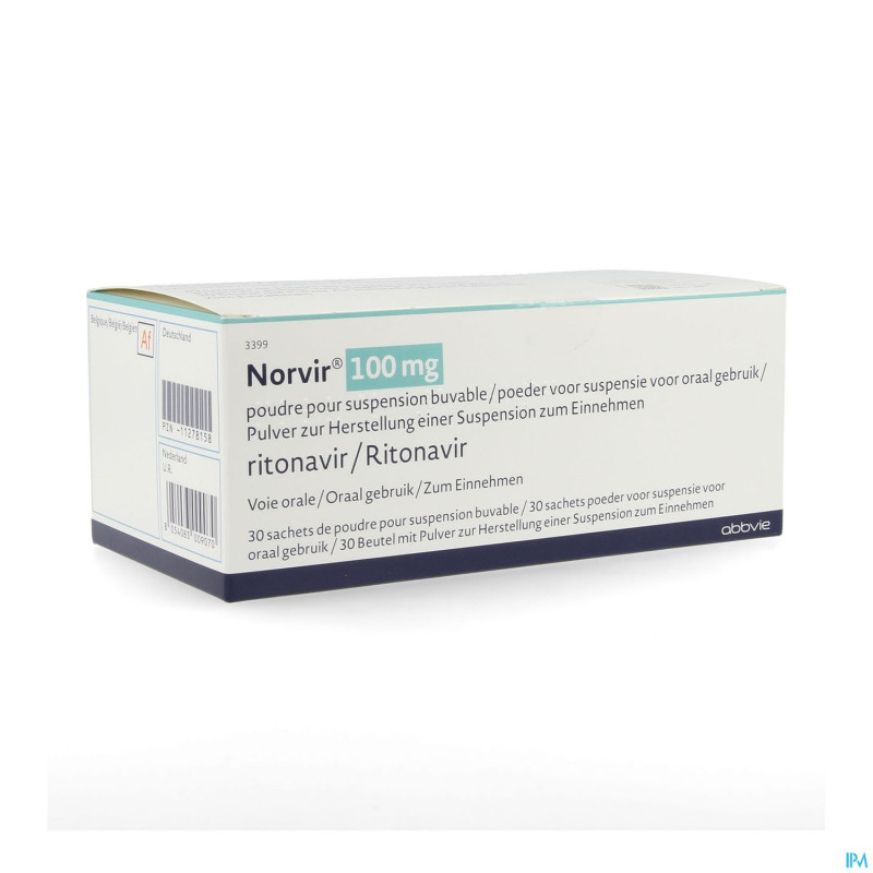 Norvir 100 mg pdr pour susp buvable sach 30