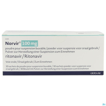 Norvir 100 mg pdr pour susp buvable sach 30