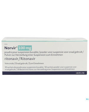 Norvir 100 mg pdr pour susp buvable sach 30