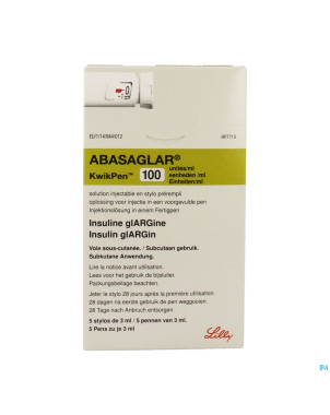 Abasaglar kwikpen 100u/ml stylo preremp. 5x3ml