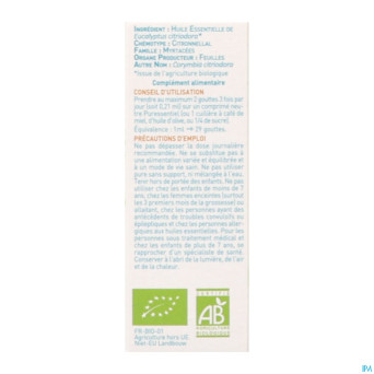 Puressentiel he eucalyptus citron bio 10ml