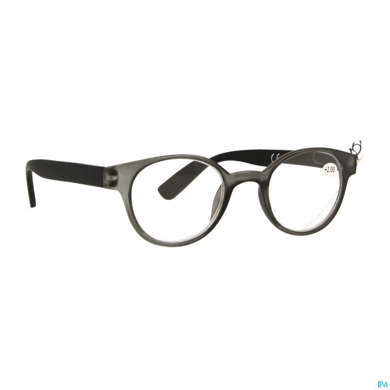 Pharmaglasses lunettes round +2.00 grey/black