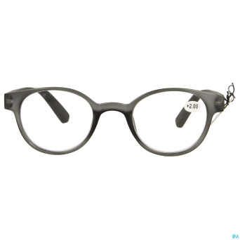 Pharmaglasses lunettes round +2.00 grey/black