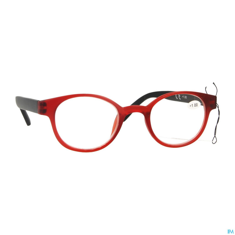 Pharmaglasses lunettes round +1.00 red/black