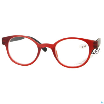 Pharmaglasses lunettes round +2.00 red/black