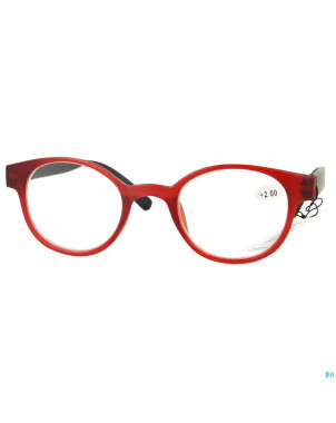 Pharmaglasses lunettes round +2.00 red/black