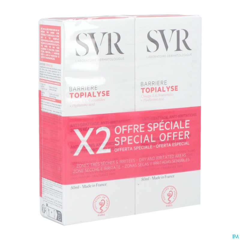 Svr topialyse barriere creme duo tube 2x50ml