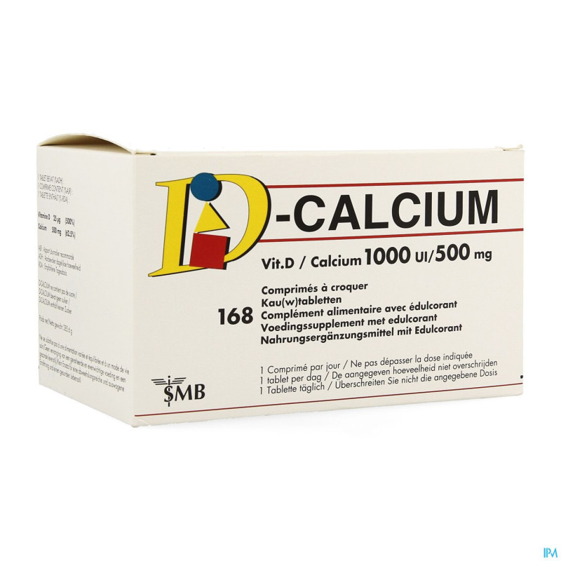D calcium 1000ui 500mg comp a croquer 168
