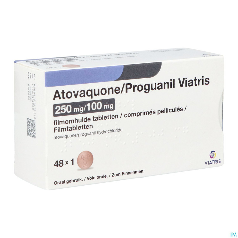 Atovaquone proguanil viatris 250/100mg comp pell48