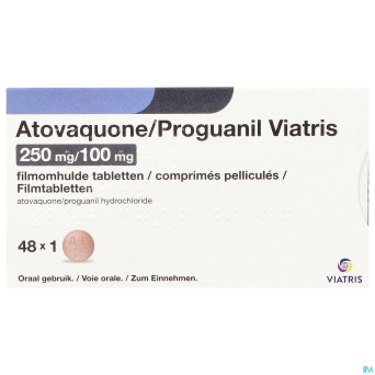 Atovaquone proguanil viatris 250/100mg comp pell48