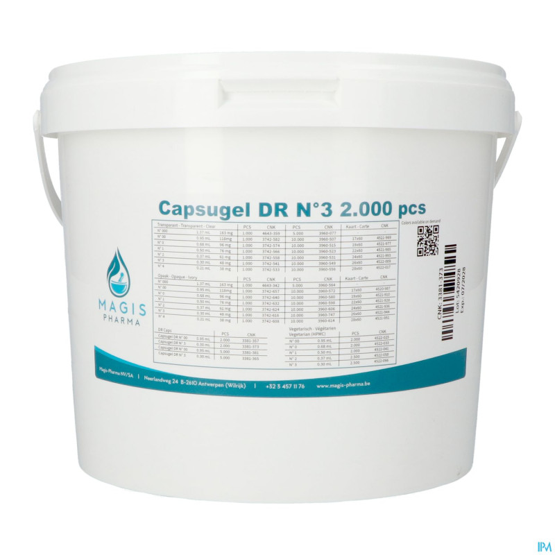 Capsugel dr gelules nr  3    2000 magis