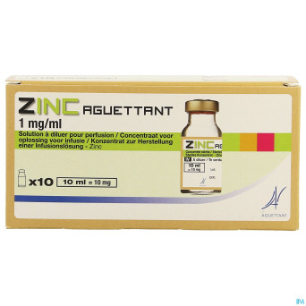 Zinc aguettant 1mg/ml conc. pr sol perf fl 10x10ml