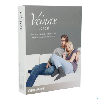 Veinax chausset. homme coton 2 long noir taille 5