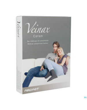 Veinax chausset. homme coton 2 long noir taille 5