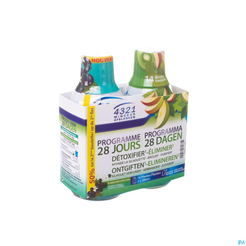4321 ultra draineur pomme kiwi 2x280ml