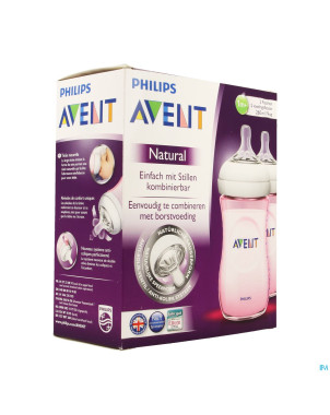 Philips avent biberon natural rose duo    2x260ml