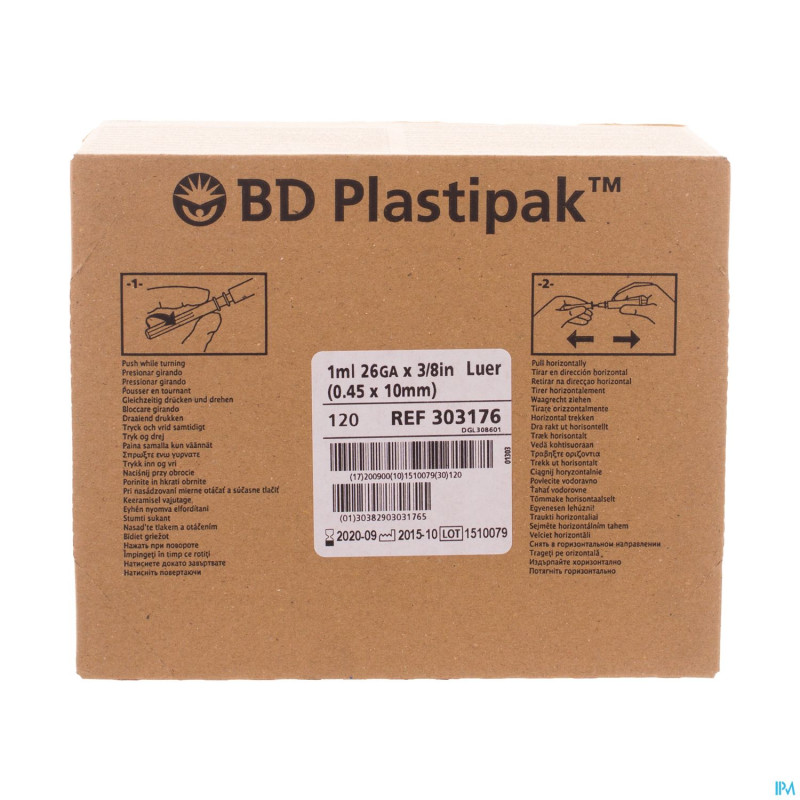 Bd plastipak ser.+aig. tuberculine 1ml+26g 3/8 120