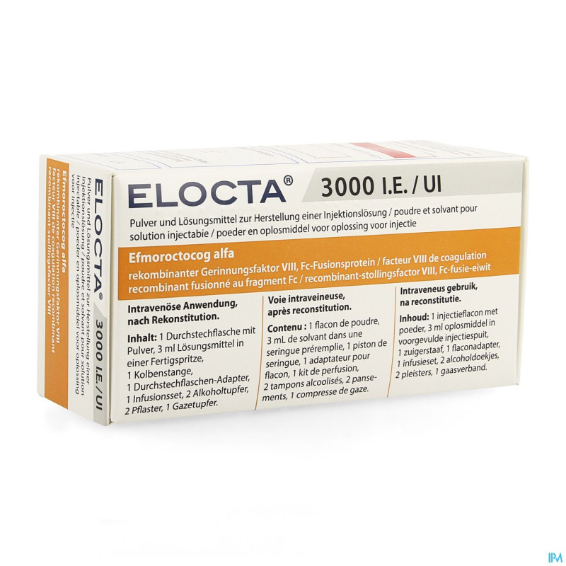 Elocta 3000ui pdr+solv pour sol inj 1