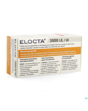 Elocta 3000ui pdr+solv pour sol inj 1