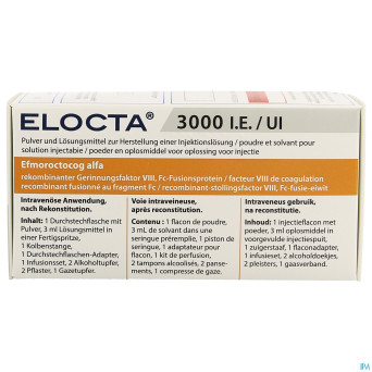Elocta 3000ui pdr+solv pour sol inj 1