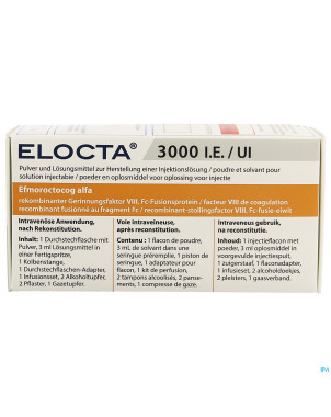 Elocta 3000ui pdr+solv pour sol inj 1