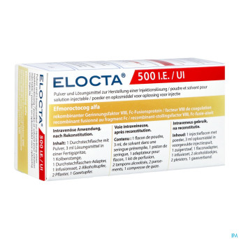 Elocta  500ui pdr+solv pour sol inj 1