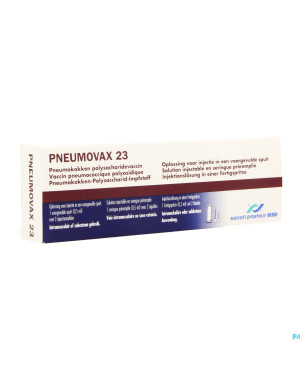 Pneumovax 23 sol inj seringue prerempli 1 x 0,5ml