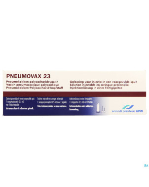 Pneumovax 23 sol inj seringue prerempli 1 x 0,5ml